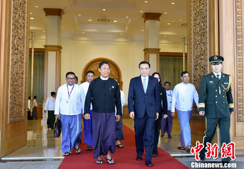 李克強會見緬甸聯邦議會議長兼人民院議長瑞曼